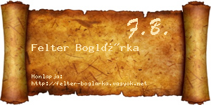 Felter Boglárka névjegykártya